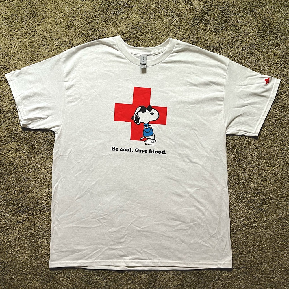 Authentic Be Cool Give Blood Snoopy Red Cross Shirt size XL